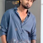 Smoke Indigo Blue Embroidery Shirt